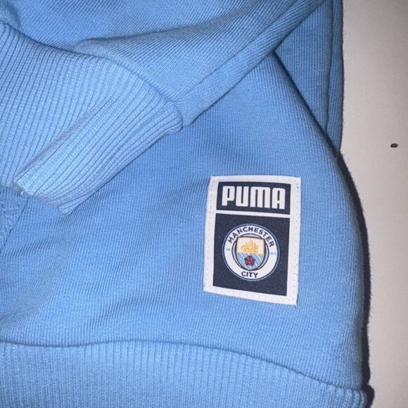 Adult Puma Sky Blue Manchester City FTBLCore Pullover Hoodie EPL Soccer XL - Picture 5 of 10